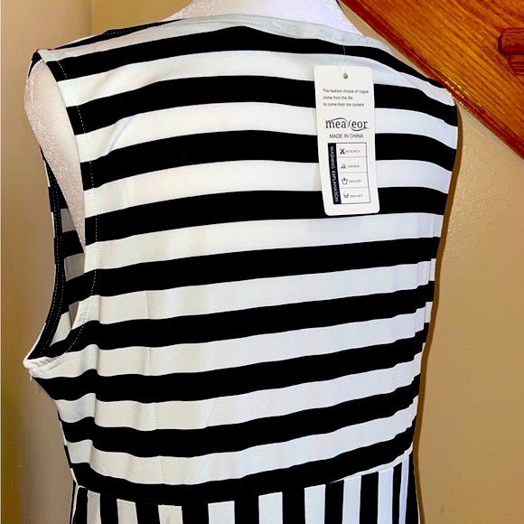 Women’s Casual High Waist Line Maxi Striped Navy White Summer Dress Size S, XXL - Picture 8 of 8